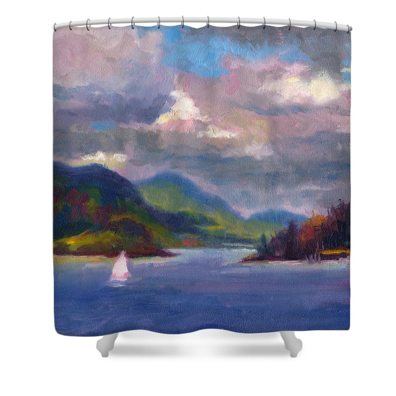 Smooth Sailing Sailboat on Alaska Inside Passage - Shower Curtain