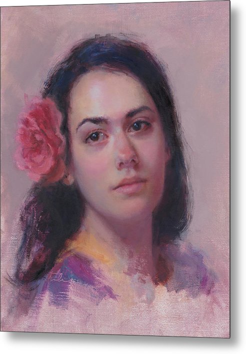 Spanish Rose - impressionist portrait painting - Greeting Card