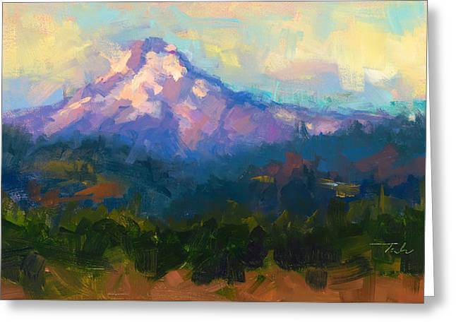 Sunrise Advancing - Mt. Hood Sunrise - Greeting Card