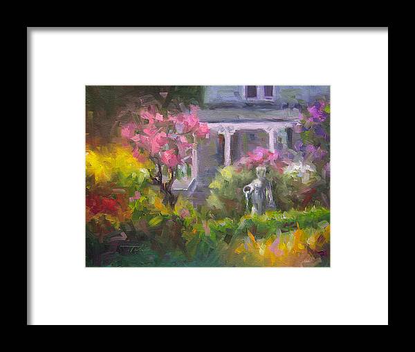 The Guardian - plein air lilac garden - Framed Print