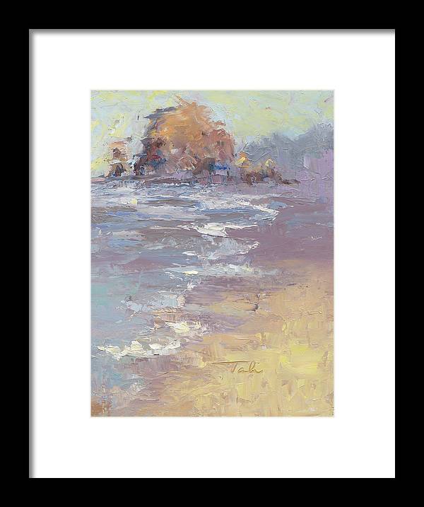 Tide Coming in - Cannon Beach oil painting - Framed Print by Talya Johnson