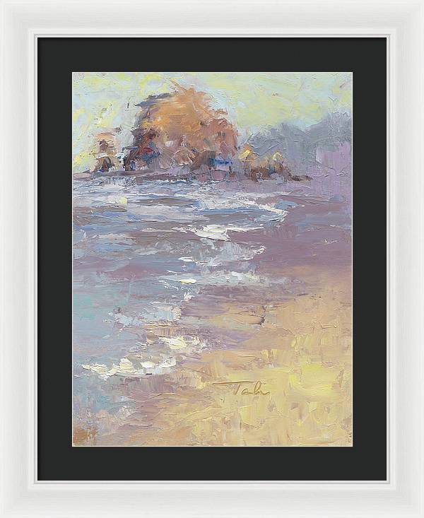 Tide Coming in - Cannon Beach oil painting - Framed Print by Talya Johnson
