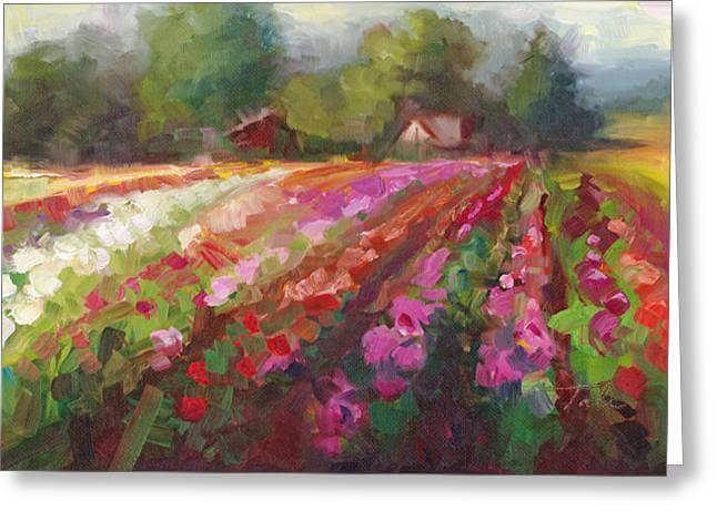 Trespassing Dahlia field landscape - Greeting Card