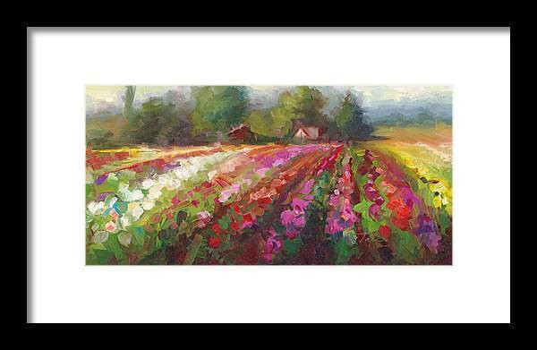 Trespassing Dahlia field landscape - Framed Print