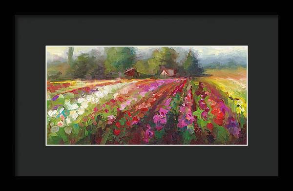 Trespassing Dahlia field landscape - Framed Print