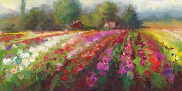 Trespassing Dahlia field landscape - Art Print