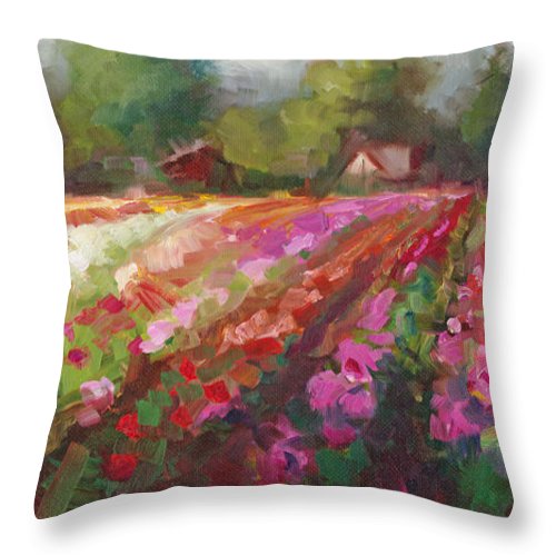 Trespassing Dahlia field landscape - Throw Pillow