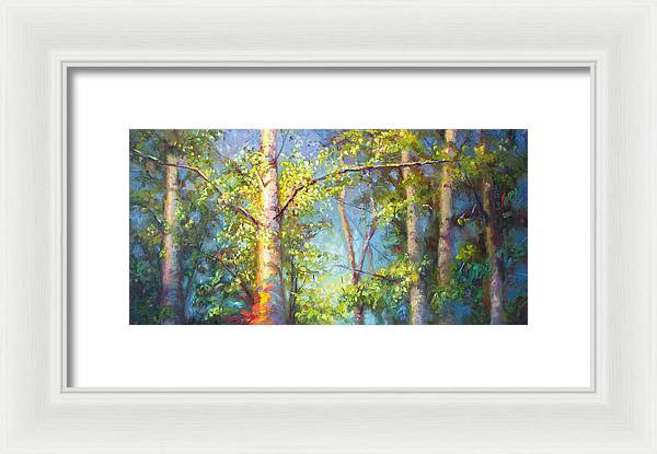 Welcome Home - birch and aspen trees - Framed Print