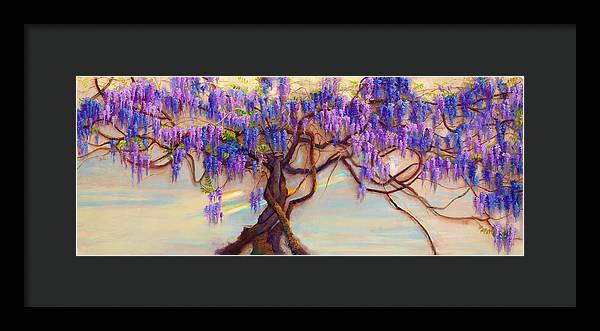 Wisteria Flow - impressionist floral landscape - Framed Print