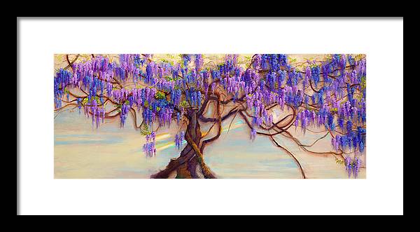 Wisteria Flow - impressionist floral landscape - Framed Print