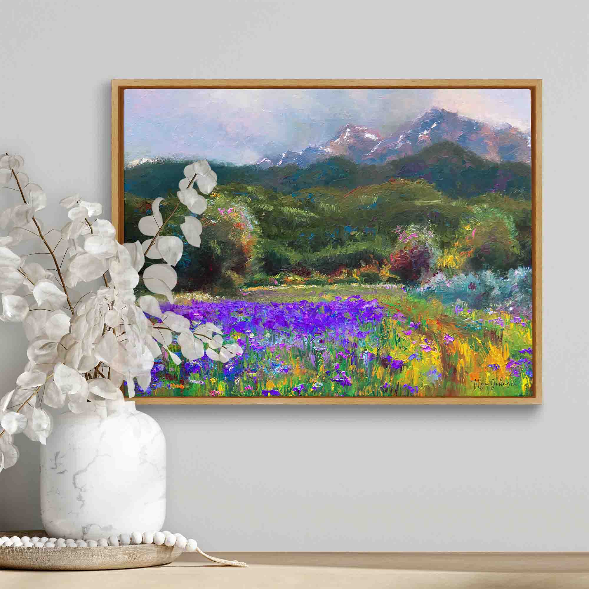 Alaska painting Flowering selling hills Original Art Alaska Mountain Landscape painting on canvas 10 x 10 inches by MilaludArt