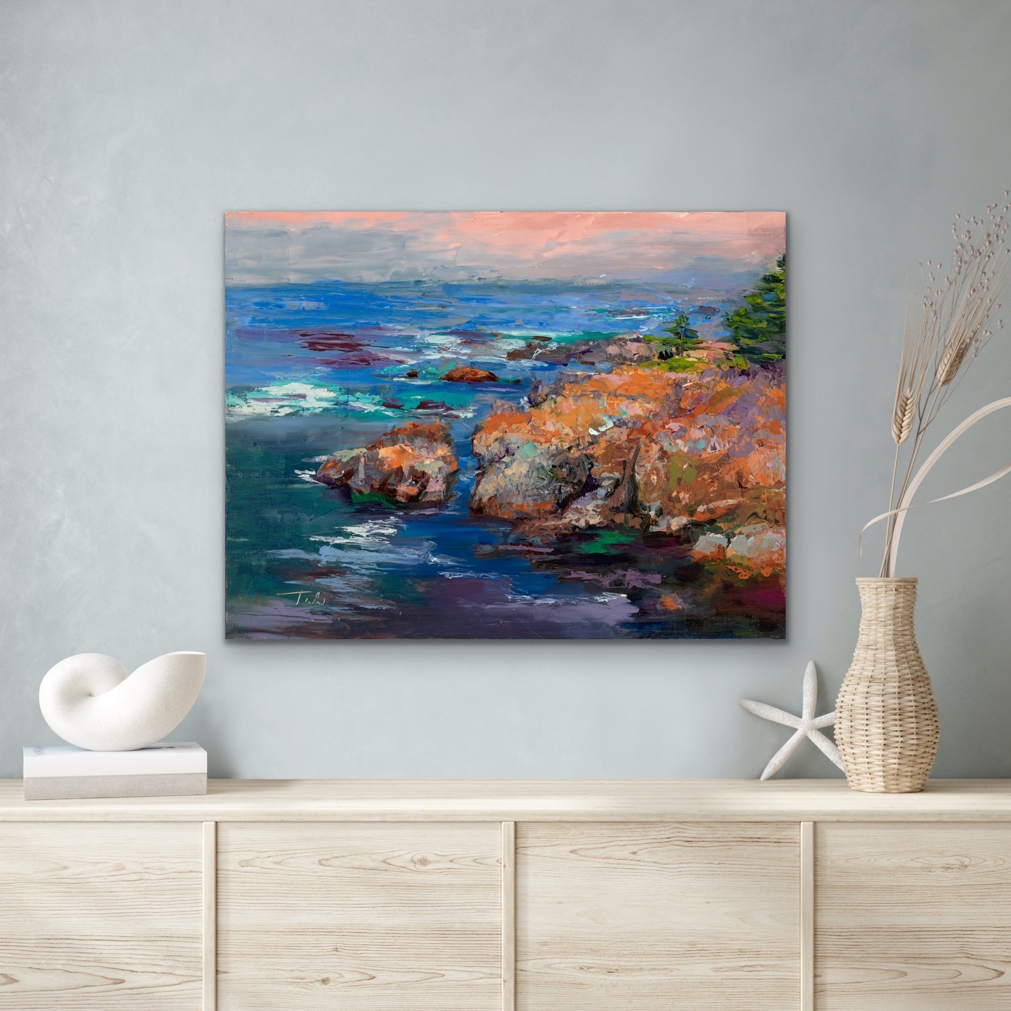 Extra Large Abstract Ocean Acrylic Painting On Canvas Light Blue Abstract Paintings buy Impressionist Ocean Big Paintings For Living Room