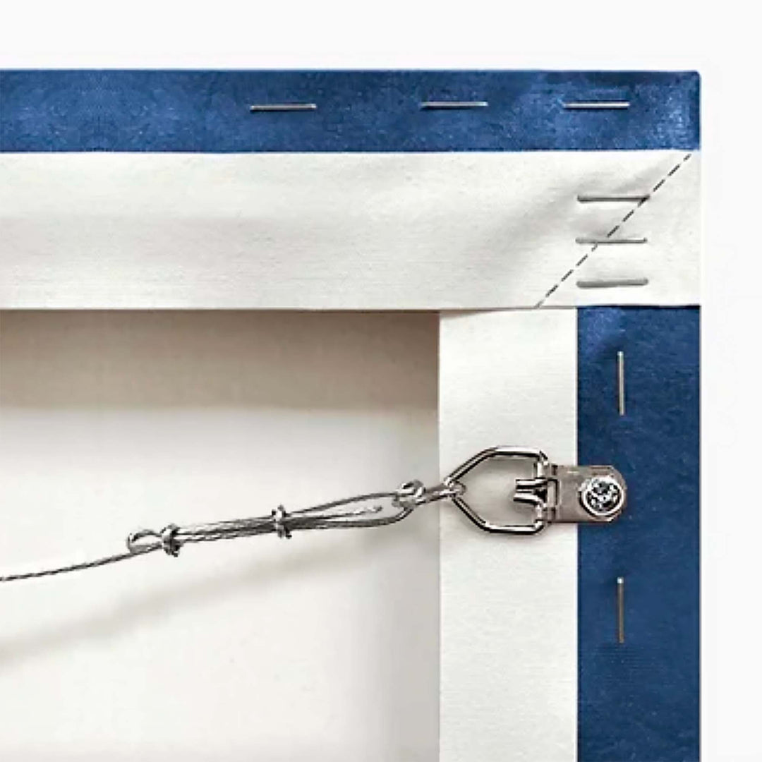 Hanging hardware on back of gallery wrap canvas wall art print