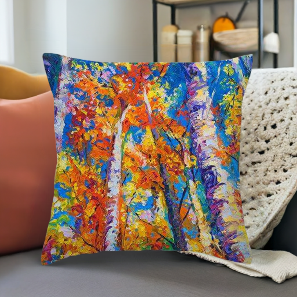 Redemption - fall birch and aspen - Throw Pillow