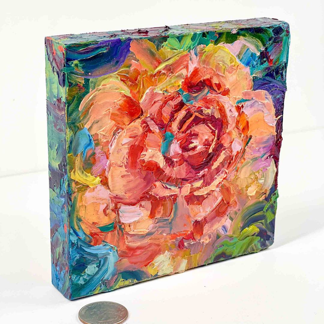 Impasto Painting Flower Art of Orange Rose 3