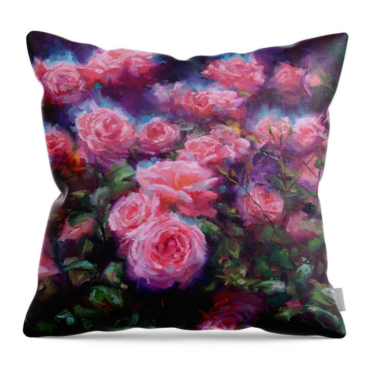 Out of Dust - pink roses - Throw Pillow