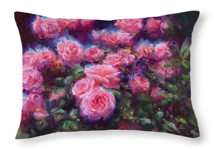 Out of Dust - pink roses - Throw Pillow