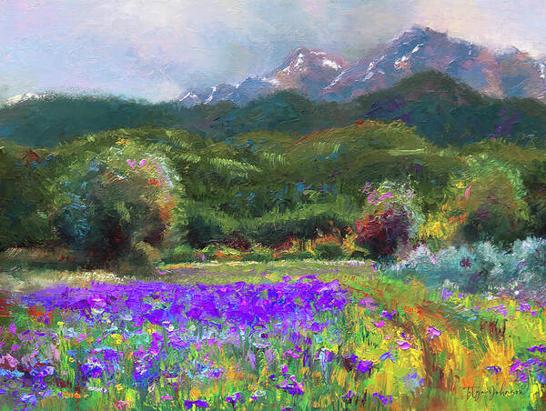 Giclee Print of Alaska Iris Flower Landscape Painting PTN