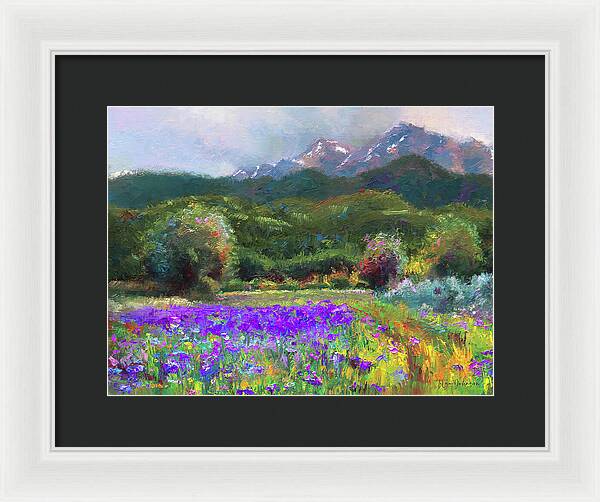 Framed Print: Alaska Iris Flower Landscape Painting PTN