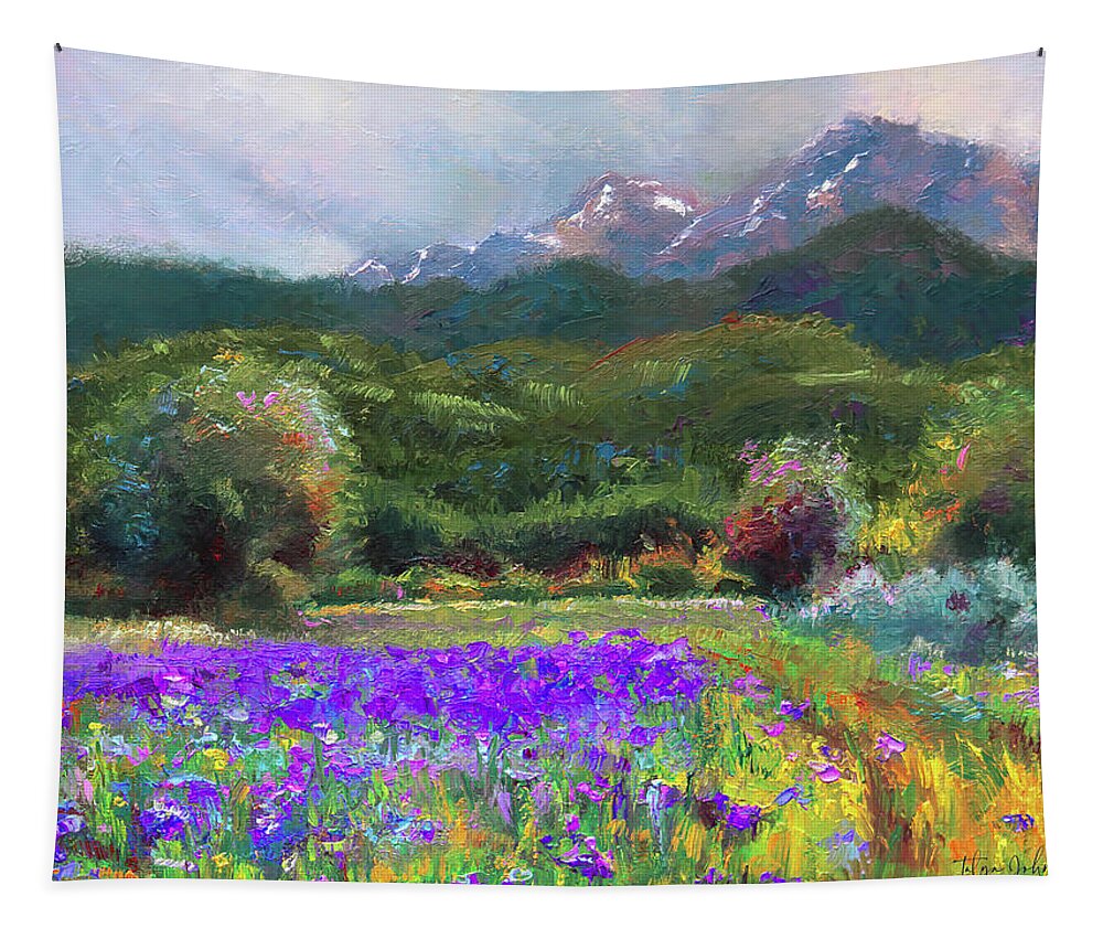 Tapestry print: Alaska Iris Flower Landscape Painting PTN