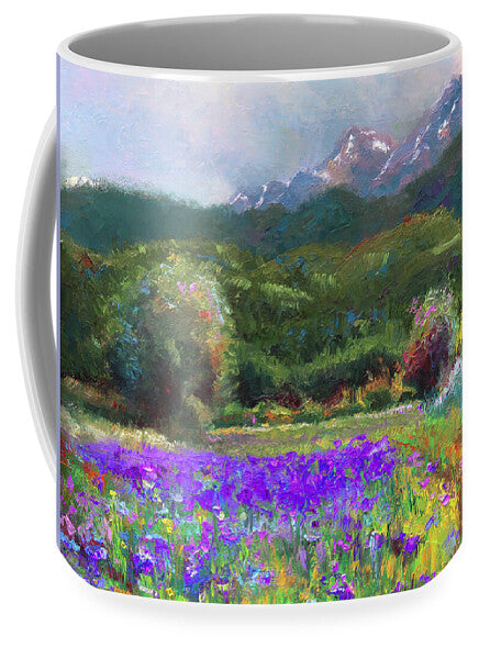 Ceramic Mug of Alaska Iris Flower Landscape Painting PTN