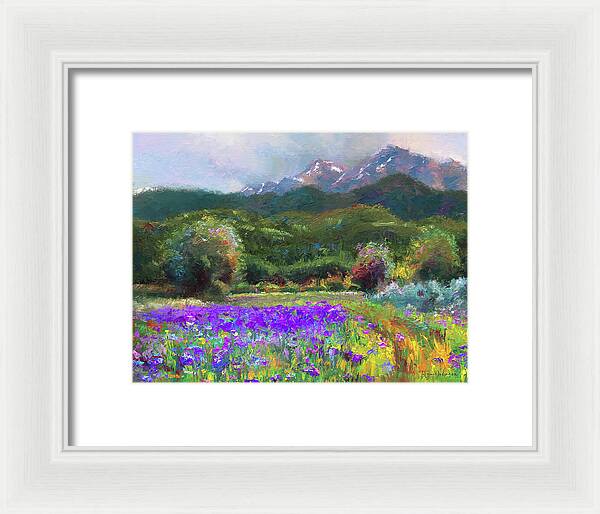 Framed Print: Alaska Iris Flower Landscape Painting PTN