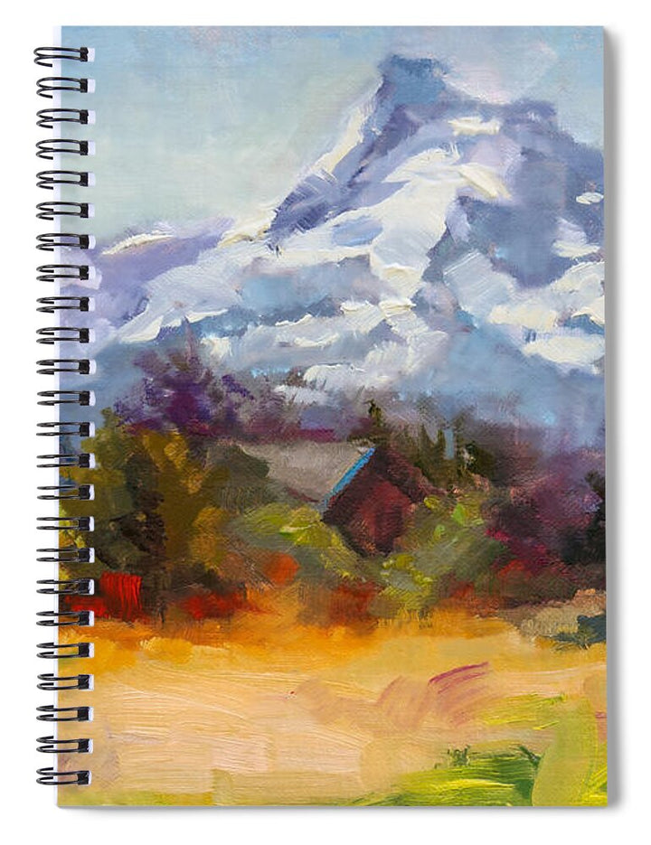 Summer Serenity at Hood River Farm - Original Oil Painting of Oregon Landscape - Spiral Notebook