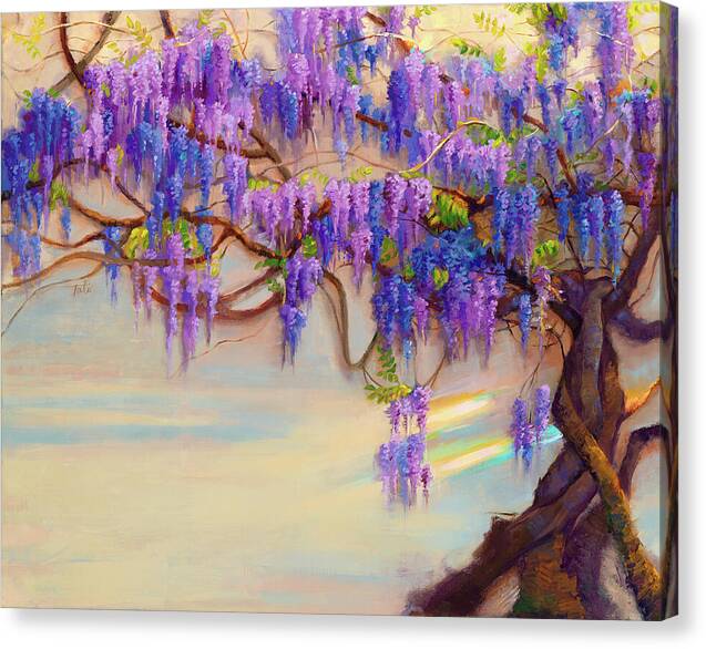 Wisteria Flow Left - impressionist floral landscape - Canvas Print