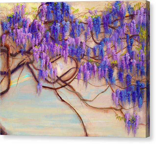Wisteria Flow Right - impressionist floral landscape - Canvas Print
