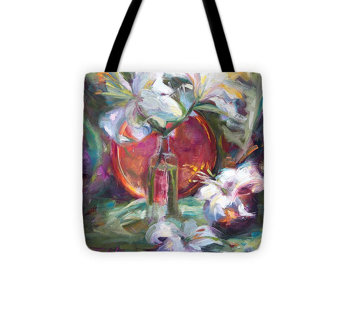 Be Still - Casablanca Lilies with Copper - Tote Bag