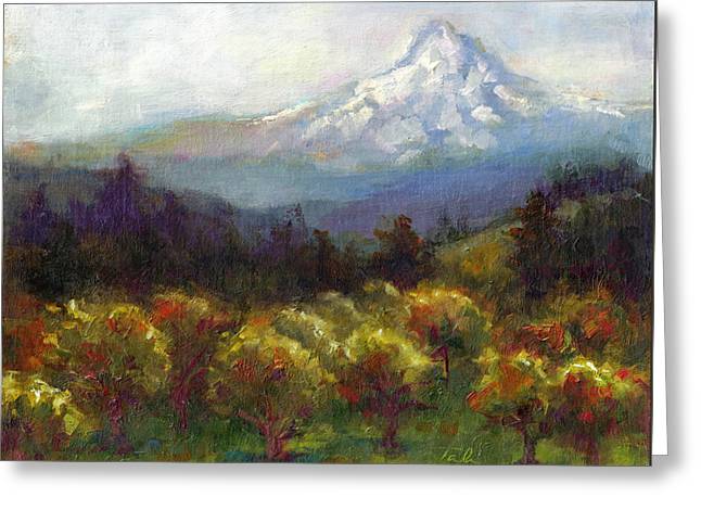 Beyond the Orchards - Mt. Hood - Greeting Card