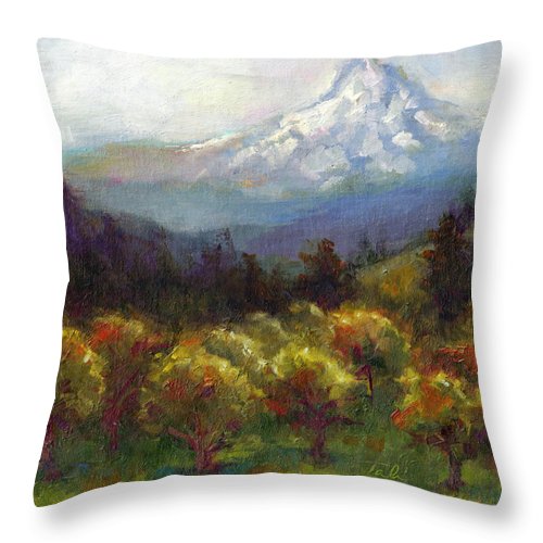 Beyond the Orchards - Mt. Hood - Throw Pillow