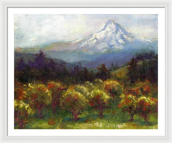 Beyond the Orchards - Mt. Hood - Framed Print