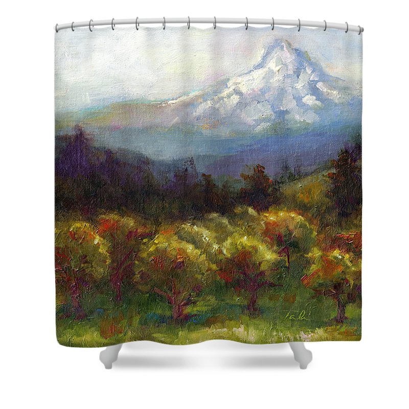 Beyond the Orchards - Mt. Hood - Shower Curtain