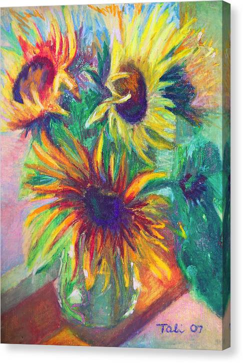 Brandy's Sunflowers - still life on windowsill - Canvas Print