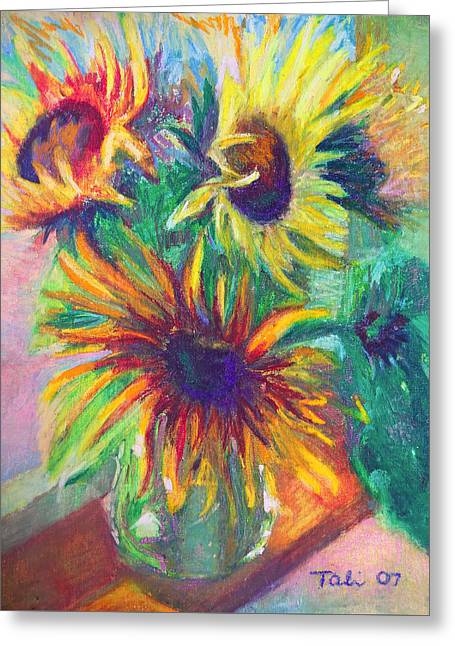 Brandy's Sunflowers - still life on windowsill - Greeting Card