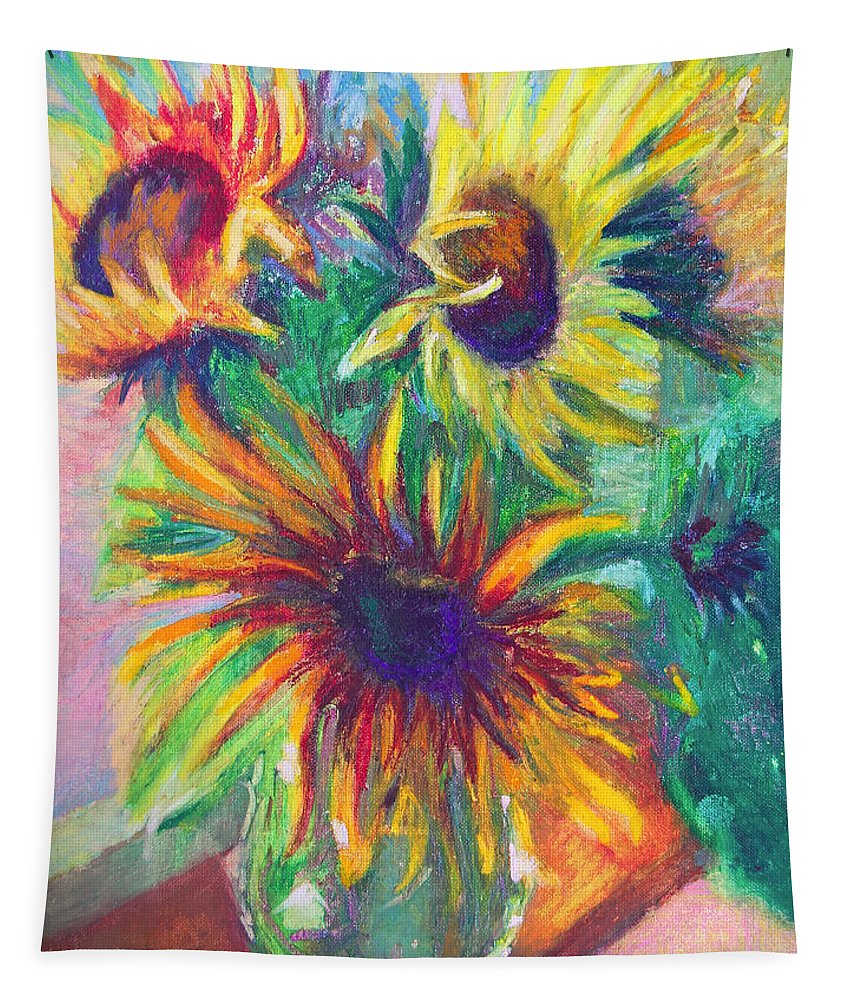 Brandy's Sunflowers - still life on windowsill - Tapestry