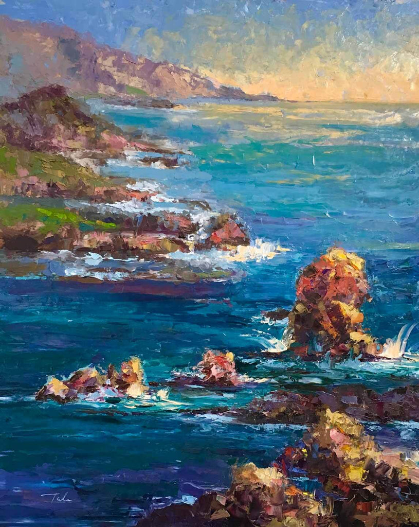 The Listeners: Impressionist coastal seascape oil painting – Talya
