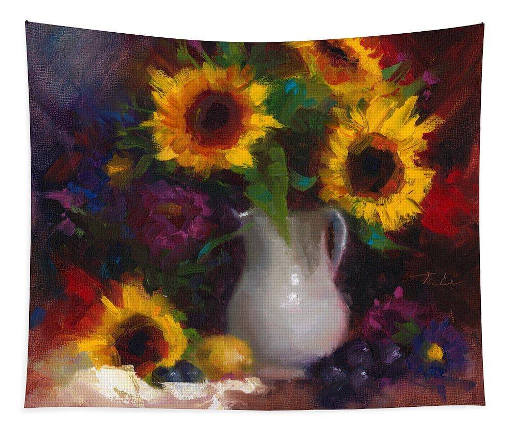 Dance with Me - sunflower still life - Tapestry