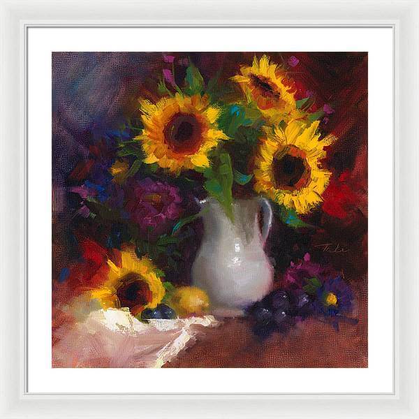 Dance with Me - sunflower still life - Framed Print