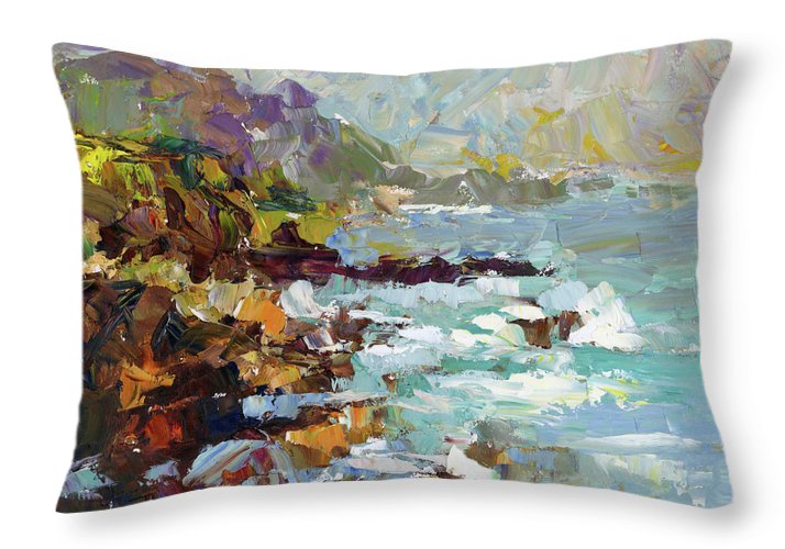 Form of My Prayer - big sur inspired palette knife oil painting - Throw Pillow