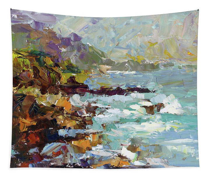 Form of My Prayer - big sur inspired palette knife oil painting - Tapestry