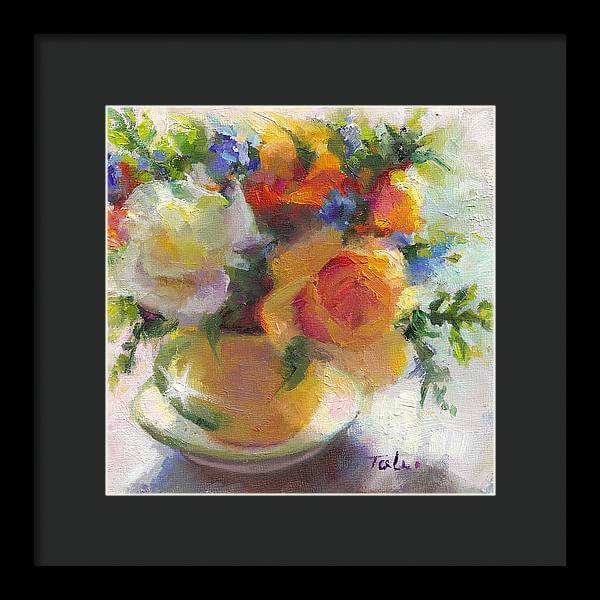 Fresh - Roses in teacup - Framed Print