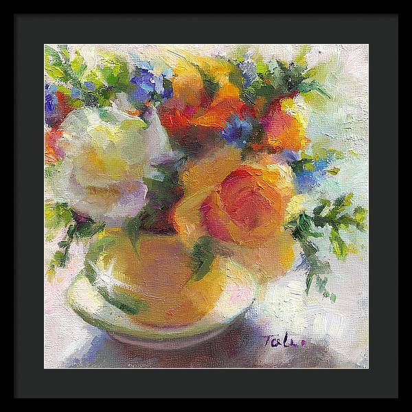 Fresh - Roses in teacup - Framed Print