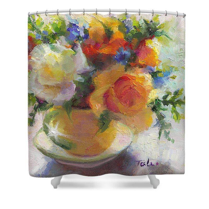 Fresh - Roses in teacup - Shower Curtain