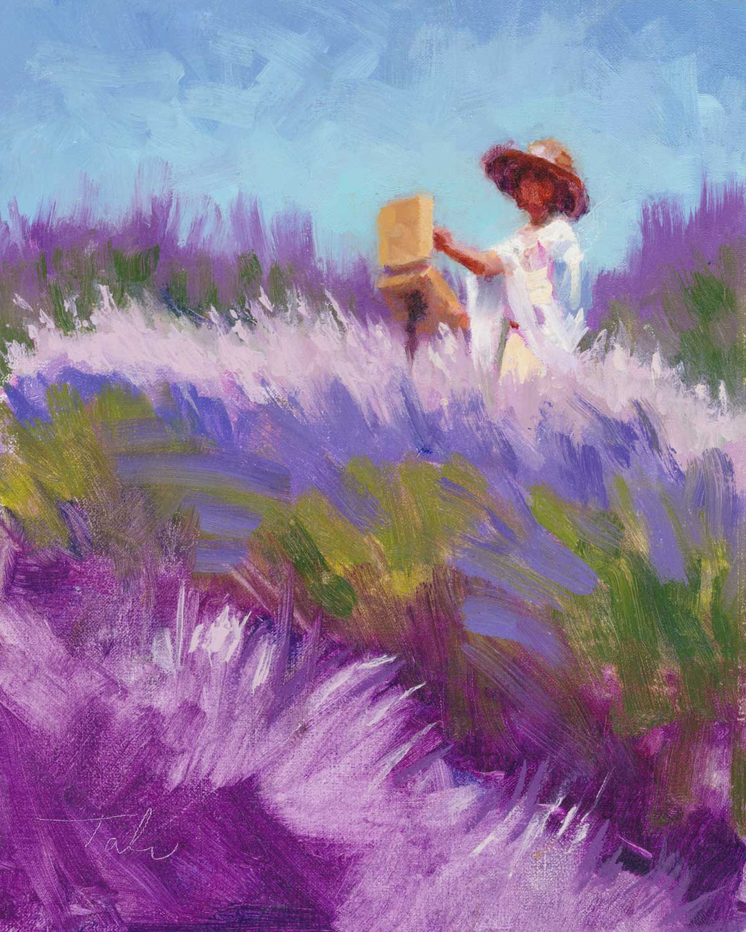 Her Muse: plein air woman oil painting lavender