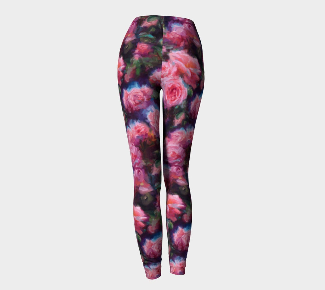 mockup of Compression Leggings XS to XXL Plus sizes in floral pattern