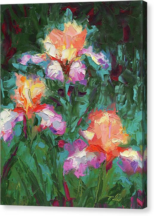 Iris Foxfire - palette knife oil painting - Canvas Print