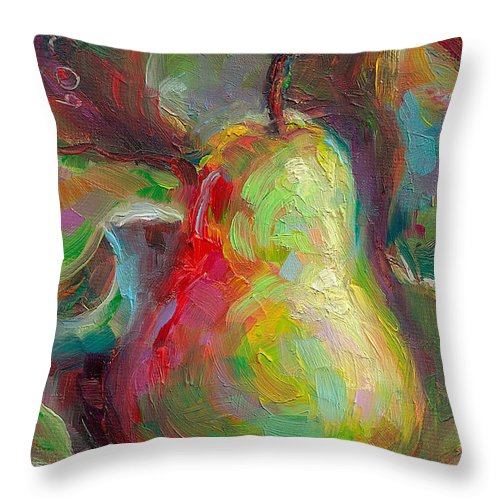 Just a Pear - impressionist still life - Throw Pillow