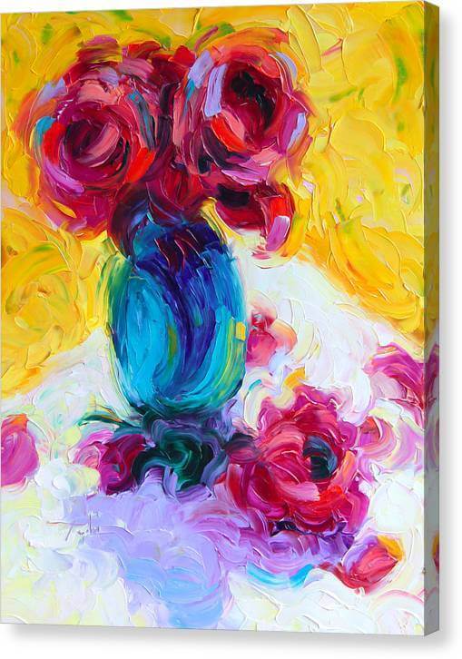 Just Past Bloom - roses still life - Canvas Print